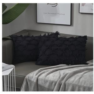 NEW Cotton Linen Navy Blue Throw Pillow Covers 12" x 20" (Set of 2)